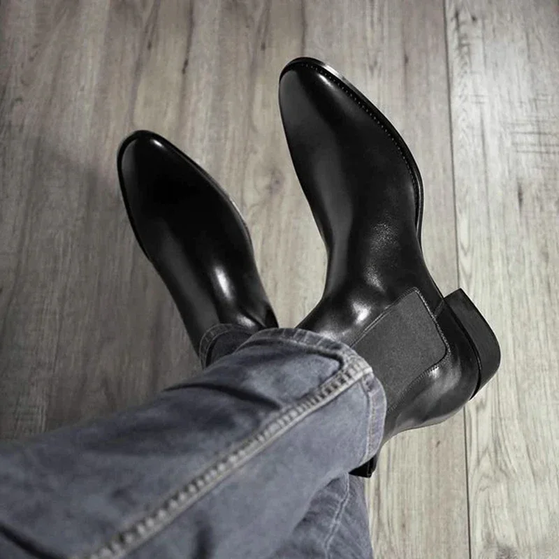 Men Chelsea Boots High Quality Ankle Boot Vinage Classic Dress Black Brown Business Madehand
