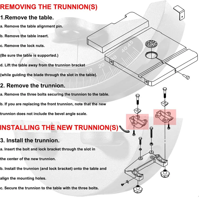 14 Inch Bandsaw Trunnions Fit For Wood Band Saw Aluminum Alloy Made, Replacement for JWBS-14, LBS-60, 426-02-395-0005