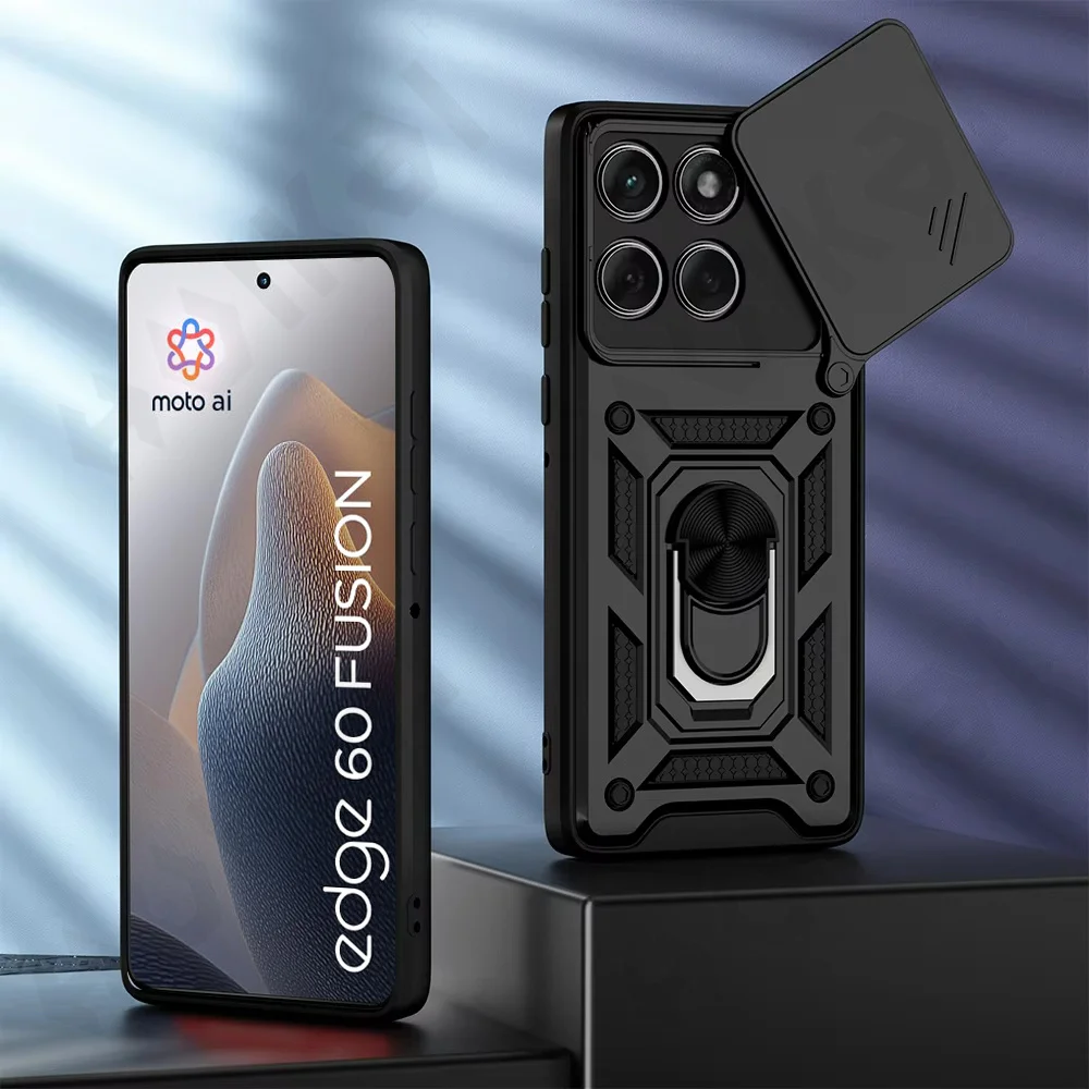 Versatile Motorola Phone Case with Camera Lens Cover and 360° Ring Stand