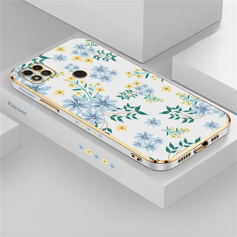 Elegant Shockproof Floral Silicone Phone Case Coque with Plating Design