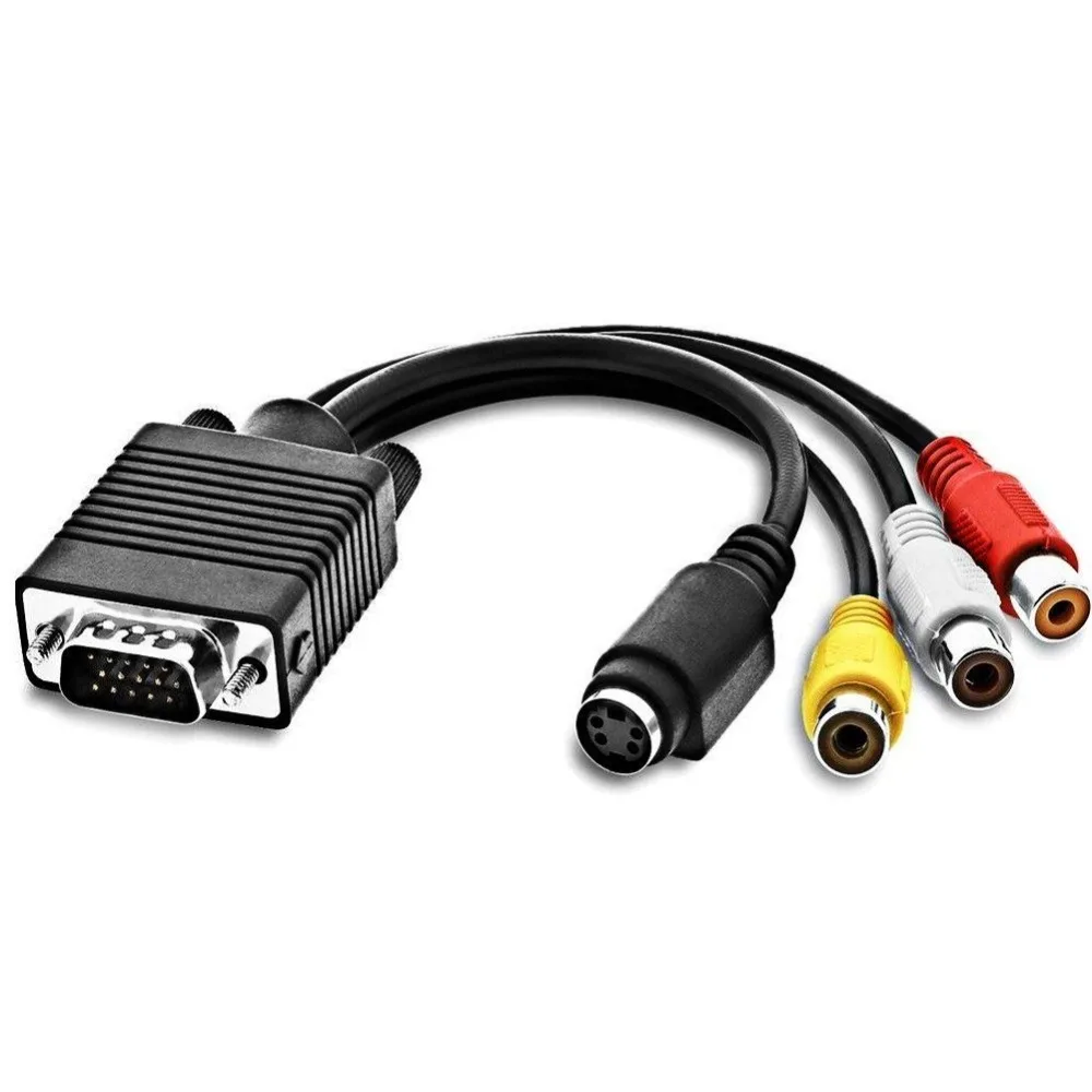 VGA macho a s video 3 RCA Jack hembra compuesto AV TV Out Adaptador