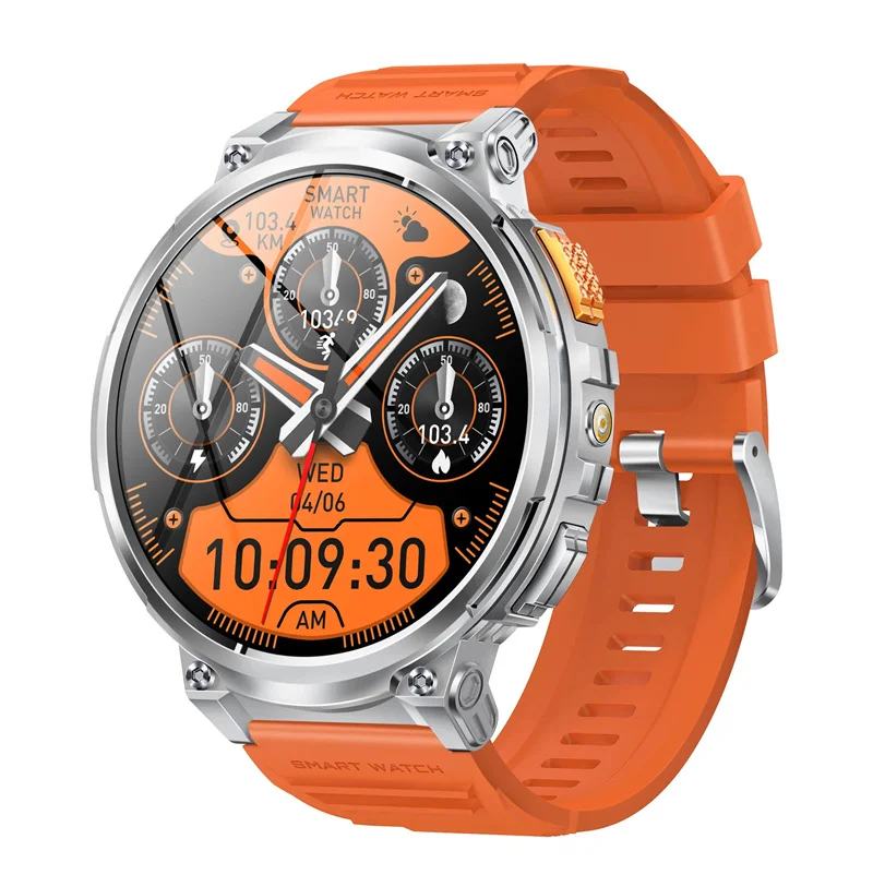 K66 relógio inteligente masculino bt chamada 1.85 polegada 128mb de memória 730mah bateria freqüência cardíaca pressão arterial esporte ao ar livre lanterna smartwatch