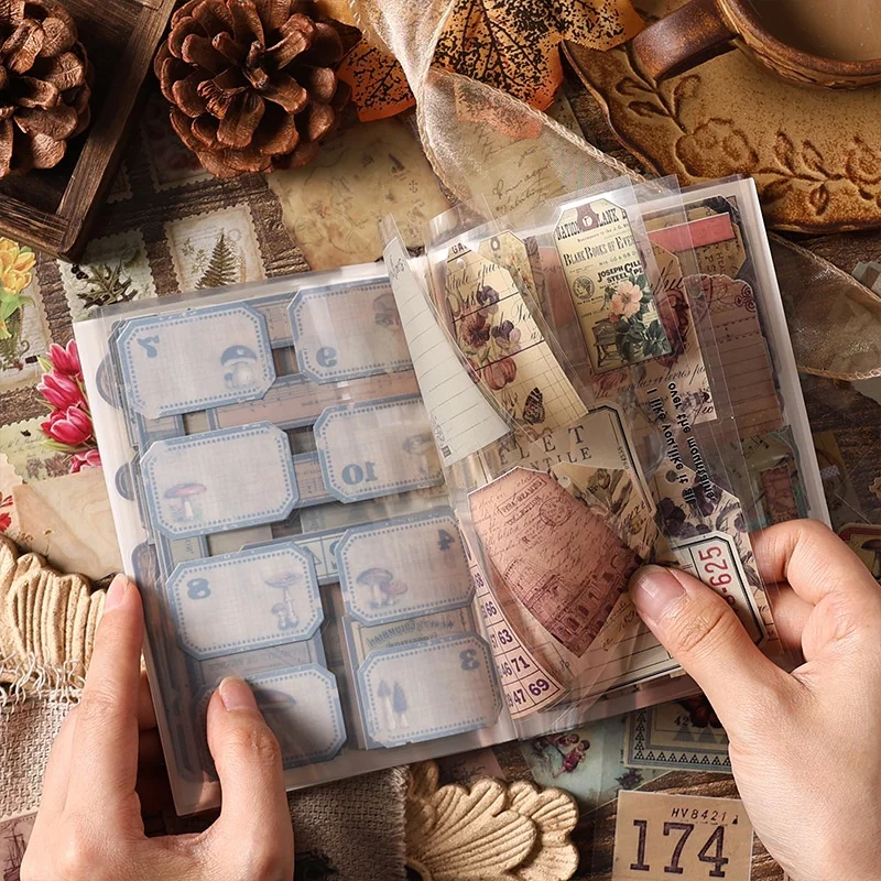 20Pcs 빈티지 스티커 책 PET 재료 DIY 스크랩북 콜라주 문구 장식 잡지 미적 스티커
