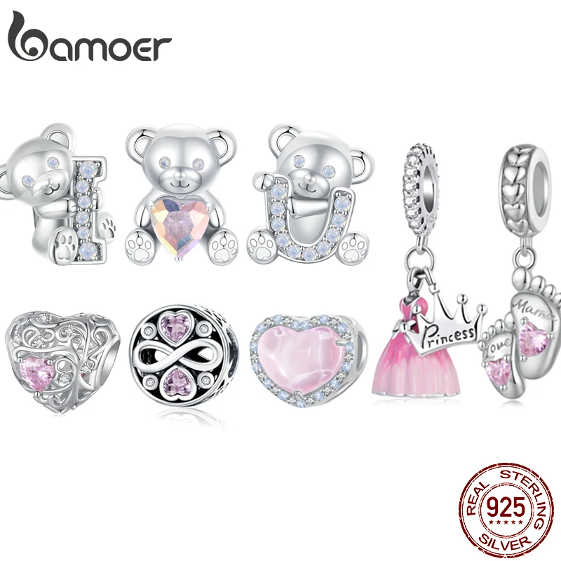 

Bamoer 925 Sterling Silver Love Lover Couple Style Charms Beads For Women Fit DIY Bracelet Necklace Jewelry Valentine's Day Gift