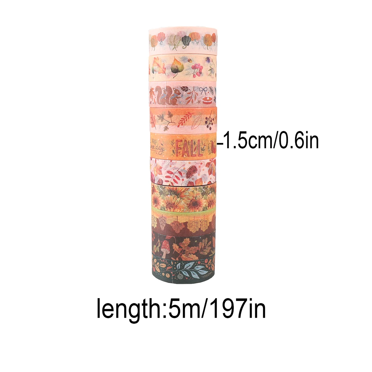 따뜻한 색감의 창의적인 가을 와시 테이프, 식물, 꽃, 버섯 무늬 마스킹 테이프, DIY 학용품