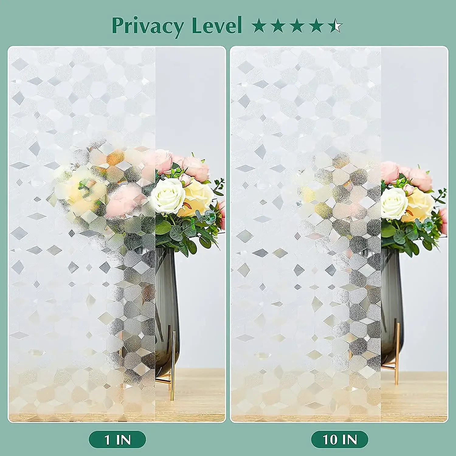 Fresnel Lens Window Film, 3D No Glue Static Decorative Residential Privacy Films for Glass, Non Adhesive, Heat Control, Anti UV