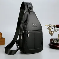 Sac à Bandoulière de Grande Capacité en Cuir PU pour Homme, Accessoire de Marque, avec Wild USB, à la Mode, de Haute Qualité 5