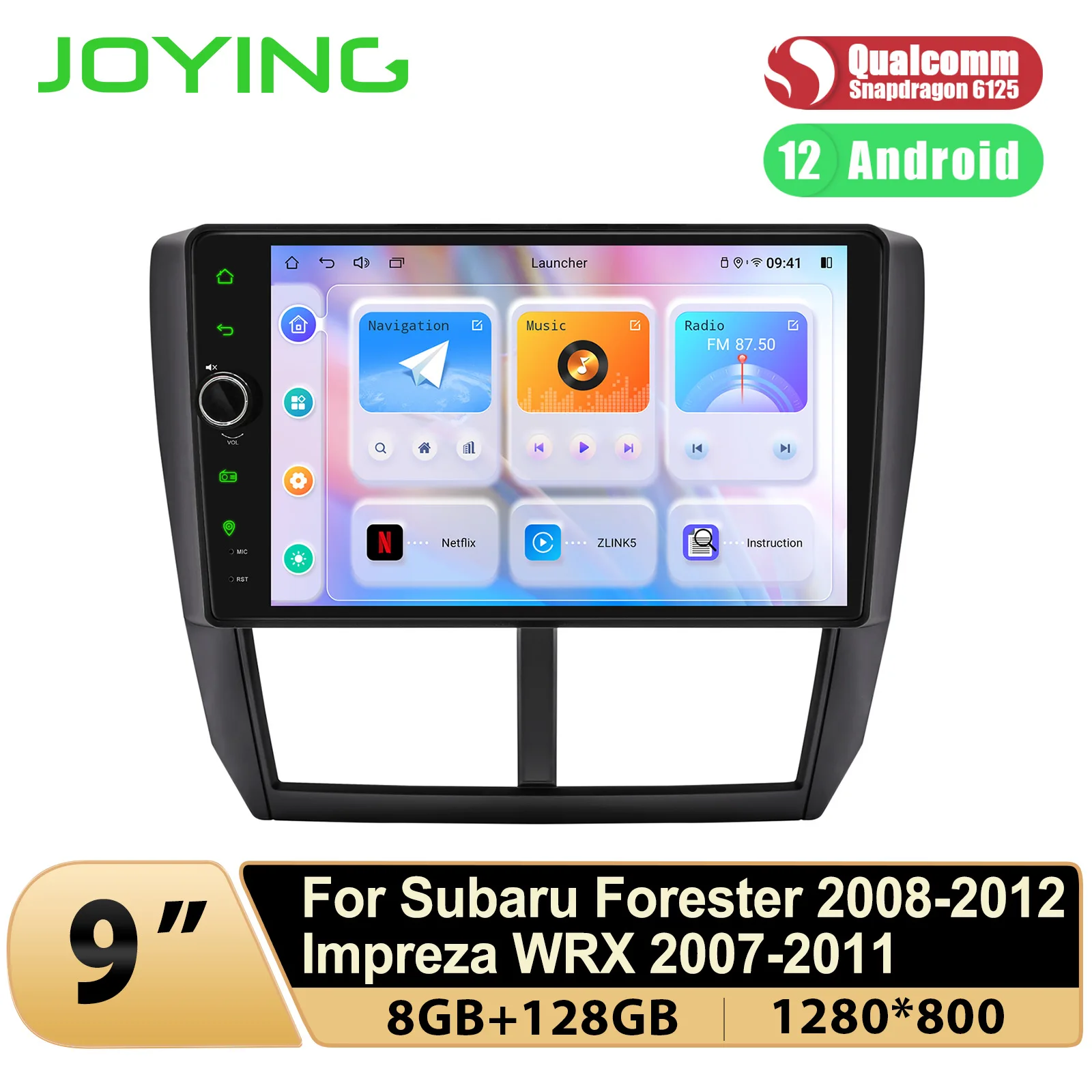 

JOYING 9"Autoradio Android 12 Car Radio Stereo Carplay For Subaru Forester 2008-2012 Support Factory Harman Kardon Plug and Play