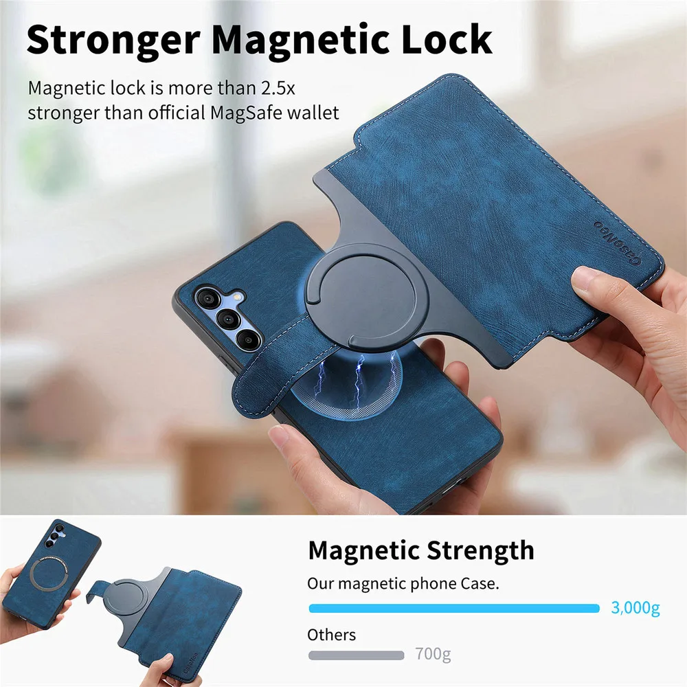 Leather Flip Wallet Case with Magnetic Closure