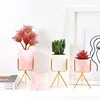 Nordic Ceramic Iron Art Marble Vase Pattern Rose Gold Green Table Plant Pot For Home Office Vases Decor Succulent Flower Pot 5
