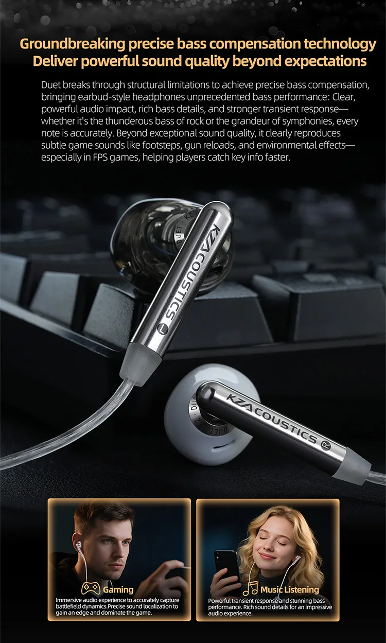 Auricolari KZ Duet Dual Dynamic Driver Units Auricolari cablati in-ear_voghion.com