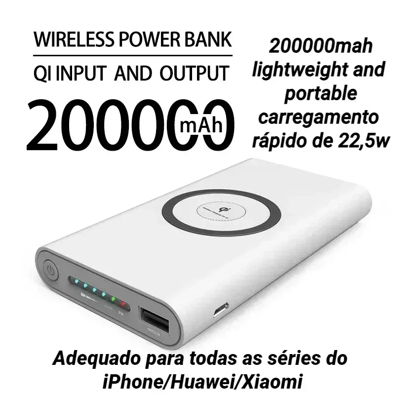 

200000mAh wireless power bank bidirectional fast charging power bank portable charger C-type external battery for mobile phones