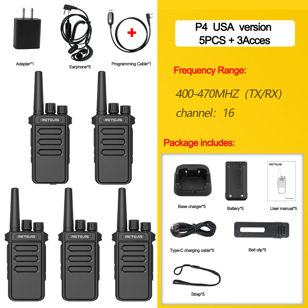 Retevis P64 Digital Two-Way Radio, Walkie-Talkie, Long Range Compatible Repeater, Group Calls, VOX, Security, Commercial Radio For Hotel (Pack Of 2