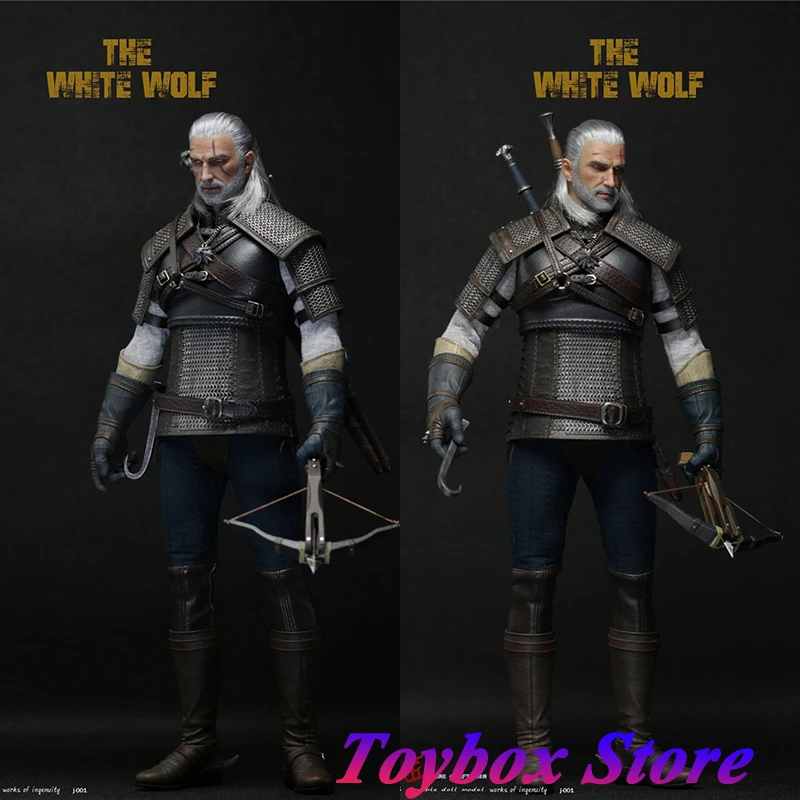 

Nine Craftsmen J-001 1/6 White Hair Geralt Movable Man Action Figure The Witcher of Wolf Simulation 12" Full Set Soldier Model