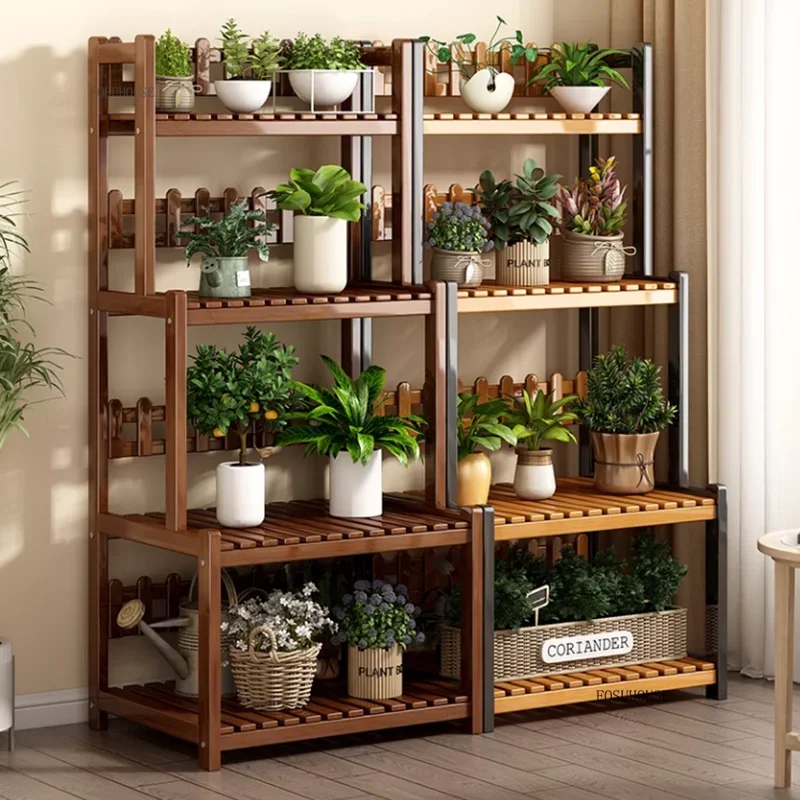 Modern Balcony Plant Shelves Multi-layer Stepped Succulent Display Stand Outdoor Courtyard Movable Floor-standing Flower Stand C