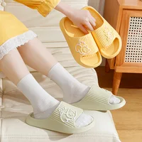 Cute Cartoon Kitten Women's Summer Slippers Indoor Bathroom Cloudy Soft Sole Non-slip Leisure Comfort Couple Home Shoes - Image 3