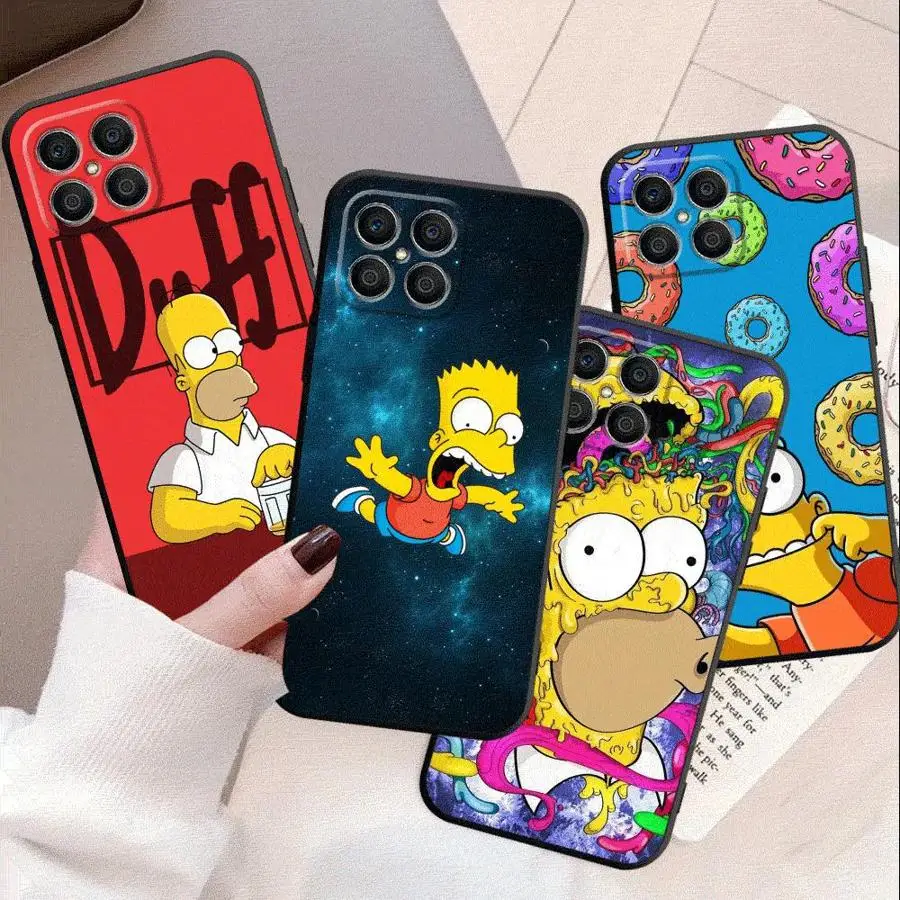 Cartoon The Simpsons Black Soft Phone Case