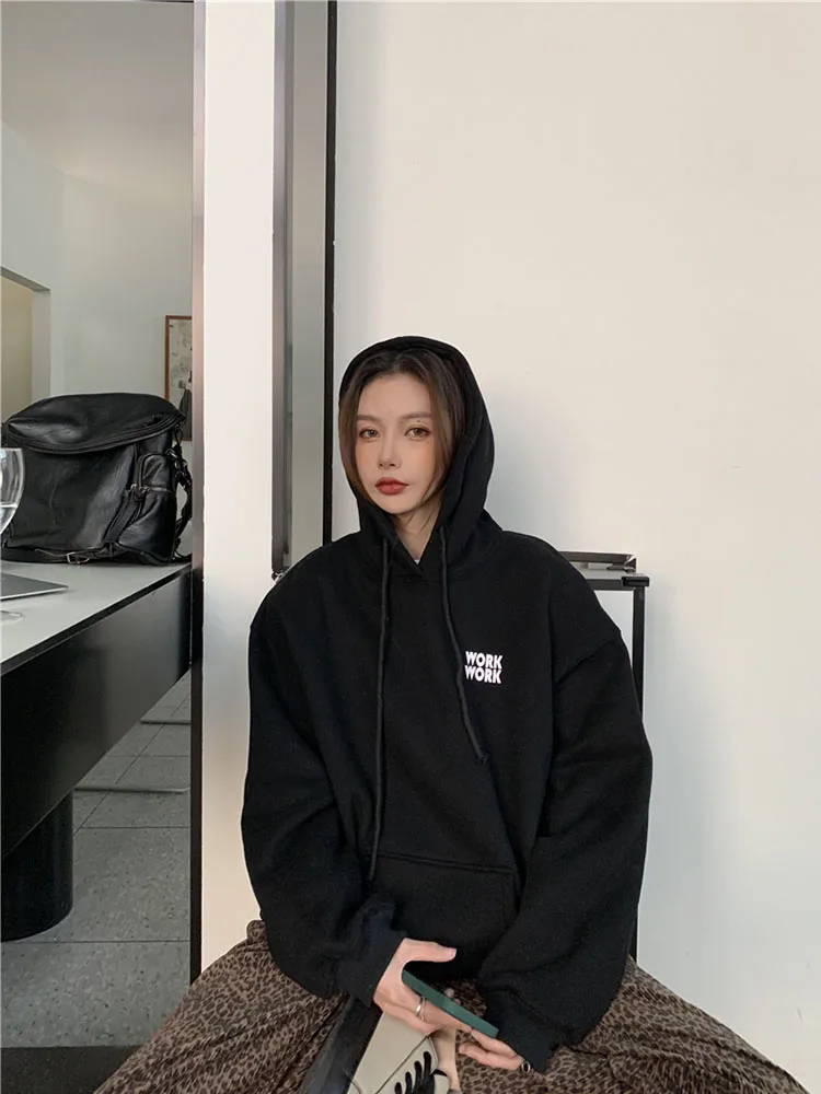 

Women's Sweatshirts Japanese Harajuku Ulzzang Retro Ins Letter Print Lazy Loose Sweatshirt Female Korean Cute Clothing For Women