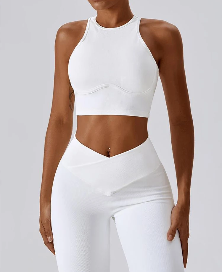 Yoga-Kleidung, hochfeste Unterwäsche, stoßfester Sport-BH für Laufen und Fitness, geripptes Top, Weste – Detail 5