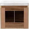 24 Inch Modern Floating Bathroom Vanity with White Single Sink Top, 2-Door Cabinet, Caramel Mist  24.5" W x 18.75" D x 22.25" H 4