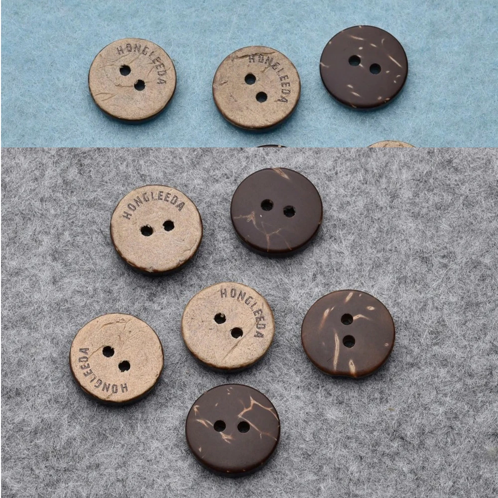 300pcs/lot 2 hole natural coconut buttons round sewing flatback brown colors 9mm/10mm/11.5/12.5mm/15mm free shipping COCO004 5