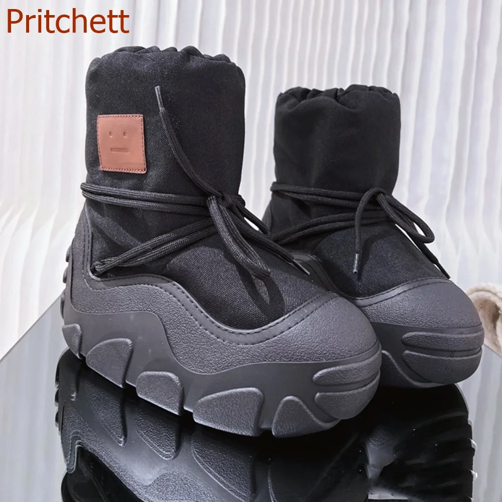 

Round Toe Thick Sole Women Boots Short Boots Solid Cross Tied Mid Calf Winter Fashion Casual Party Women Shoes 2023 New Arrivals
