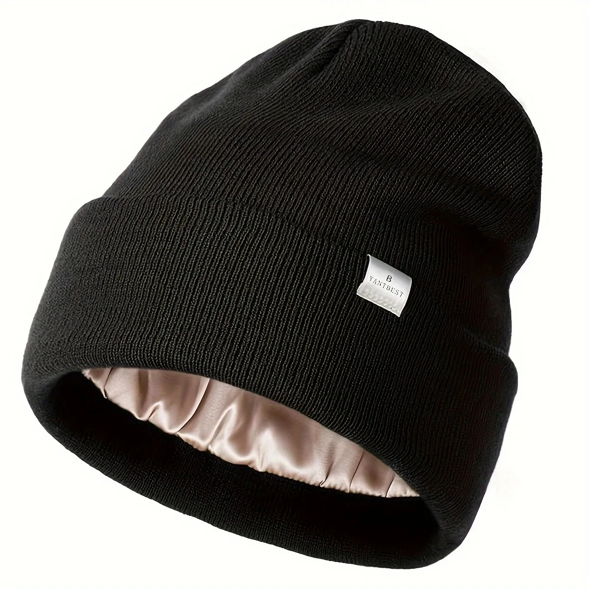 

Winter Women's Hat Silk Satin Lined Beanie Cap For Men Fashion Knitted Bonnet Skullies Hat Female Unisex Cashmere Chunky Caps