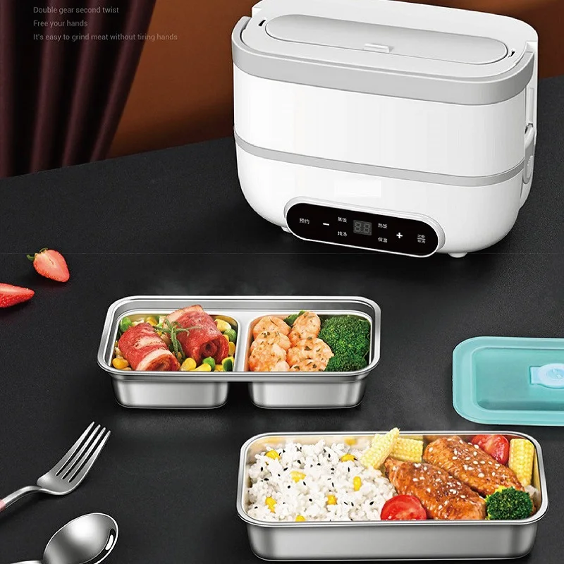 

1100ml Electric Lunch Box Double-layer Heated Lunch Box Smart Reservation Insulation Steaming Breakfast Machine Food Heater 220V