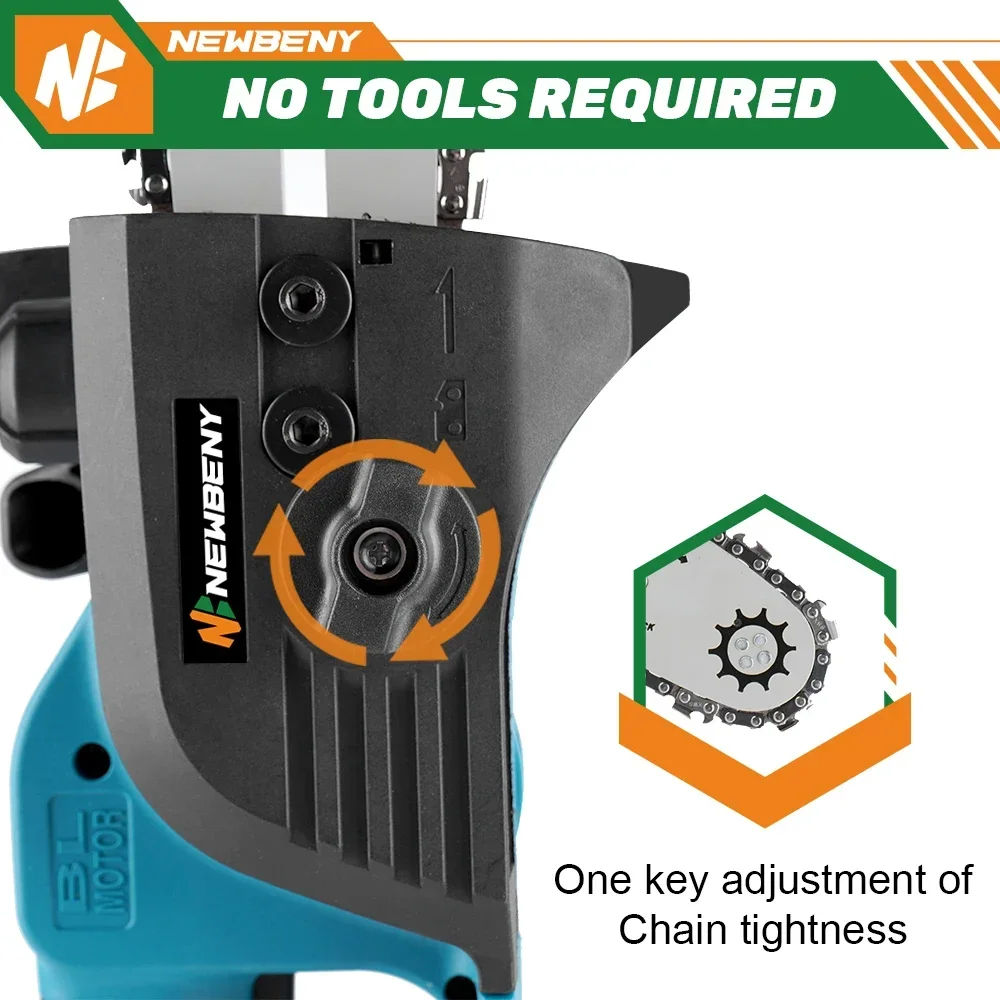 2000W 12 Inch Cordless Brushless Electric Chainsaw 18000RPM  Rechargeable Garden Wood Cutting Logging Saw For Makita 18V Battery 5