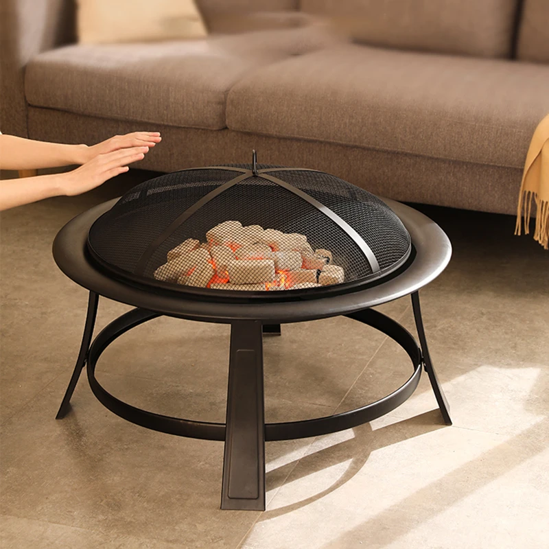 Creative Round Fire Pits Home Charcoal Barbecue Stove Outdoor Courtyard Grill Stand Camping Furnace Indoor Heating Brazier Table