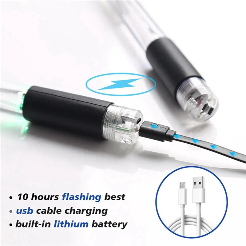 LED 발광 드럼스틱, 그라데이션 USB 충전식, 스위치 전자 드럼스틱, 무대 공연용, 15 색