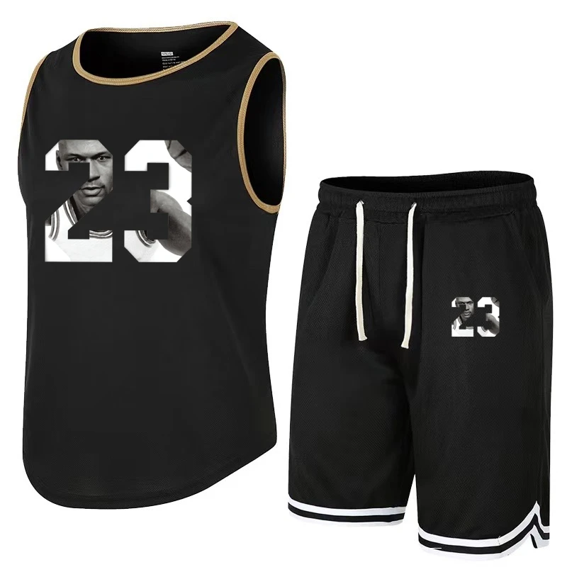 New Summer Sleeveless T-Shirt Set Men Quick Dry Tank Top + Shorts Male Fitness Competition Training Vest Winner Tracksuit Male fitness jumpsuits sexy women fashion 2023 summer bodycon sleeveless sportwear one piece lady ribbed running tracksuit h211