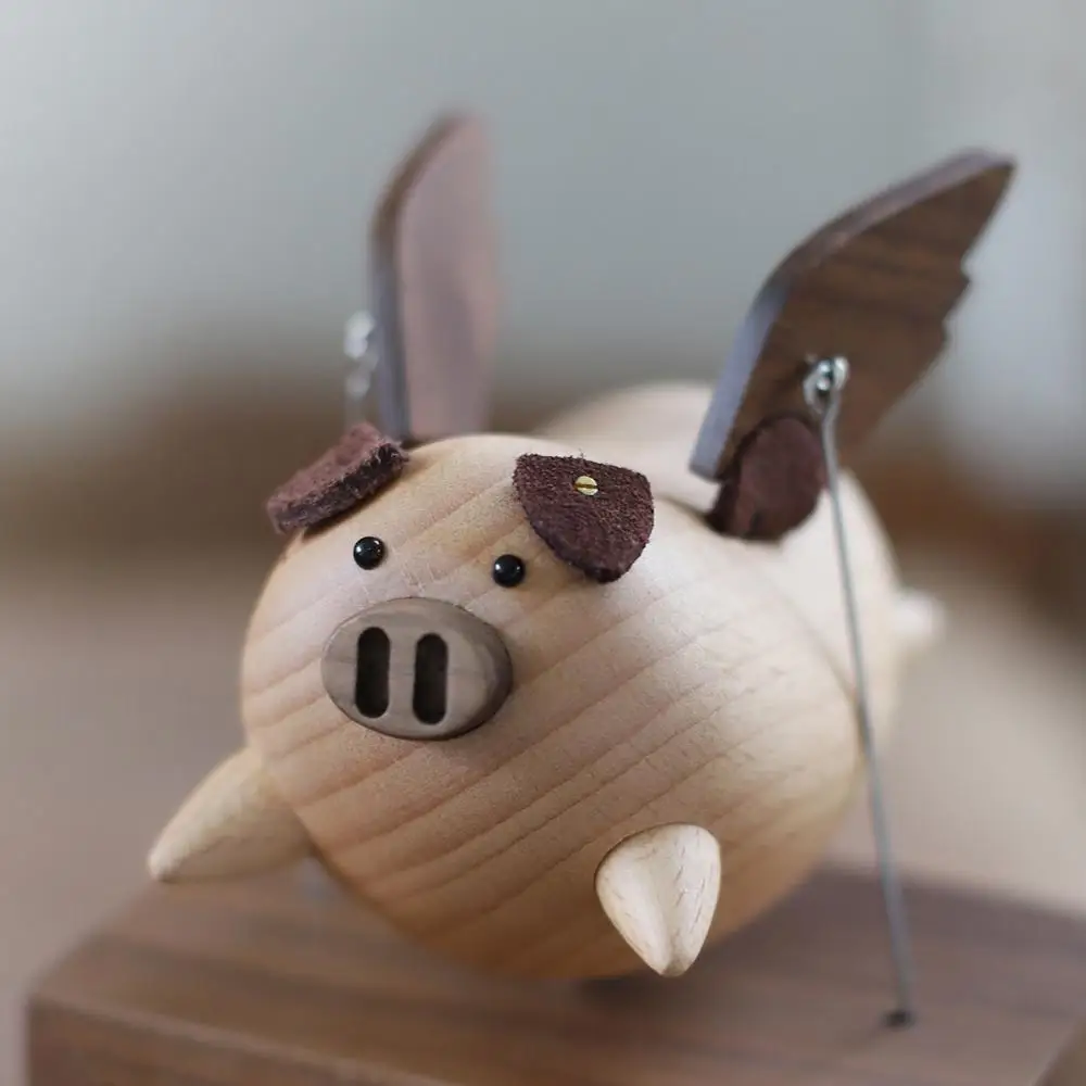 Home Decoration Music Octave Box Flying Pig Creative Wood gift Anniversary Valentine's Day Unique Gifts