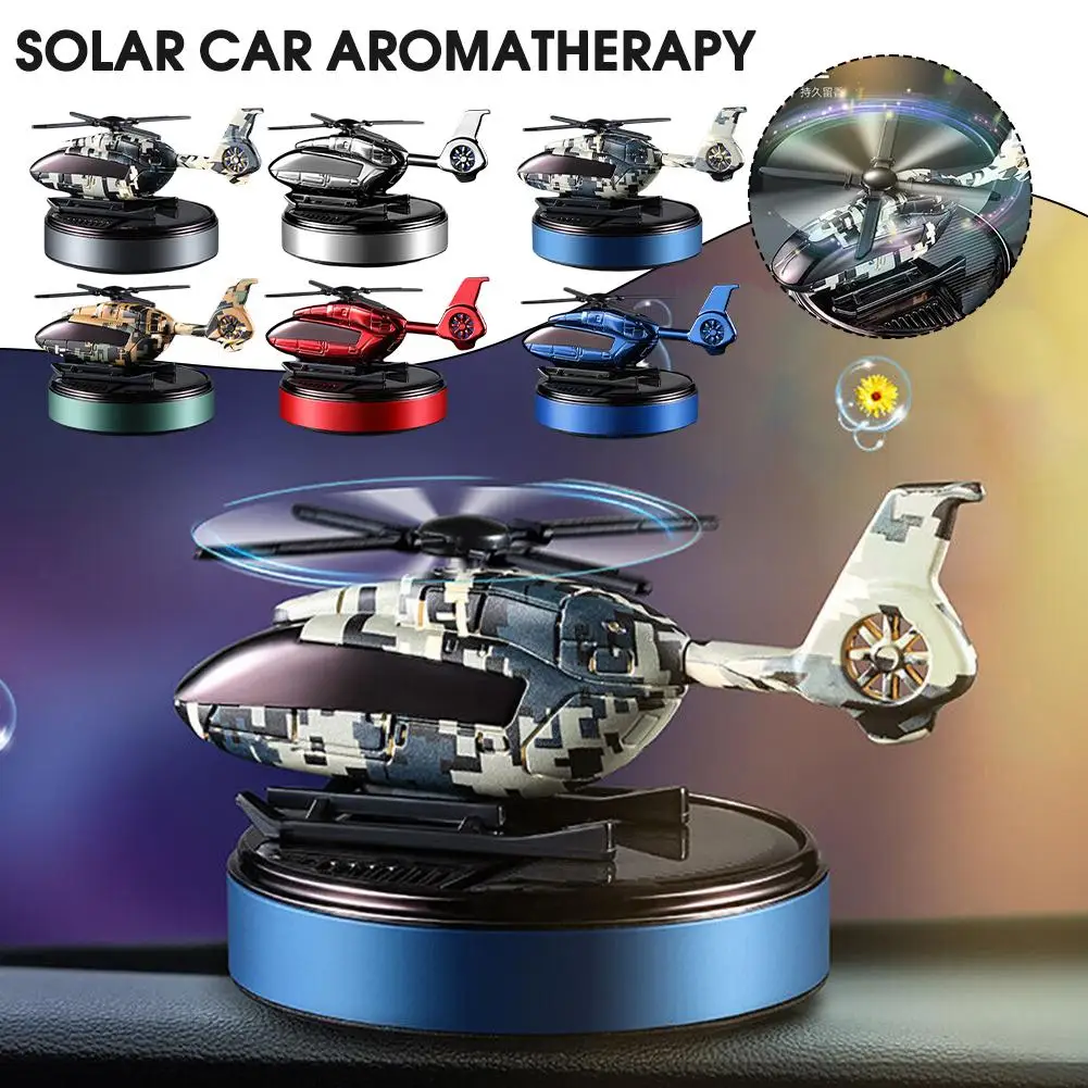 

1pcs Solar Powered Rotation Helicopter Solar Aromatherapy Freshener Alloy+ABS Auto Car Aroma Wooden Fragrance Air Diffuser Y6P9