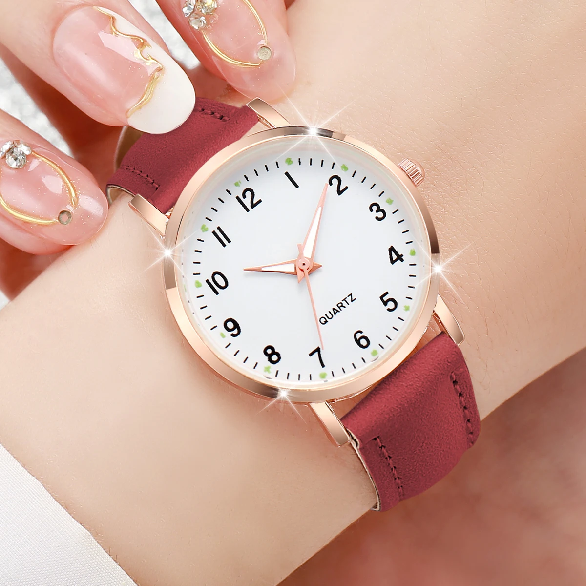 12pcs/set Women's Watch Trendy College Style Student Casual Retro Quartz Watch With Bracelet Combination Set (Box Not Included)