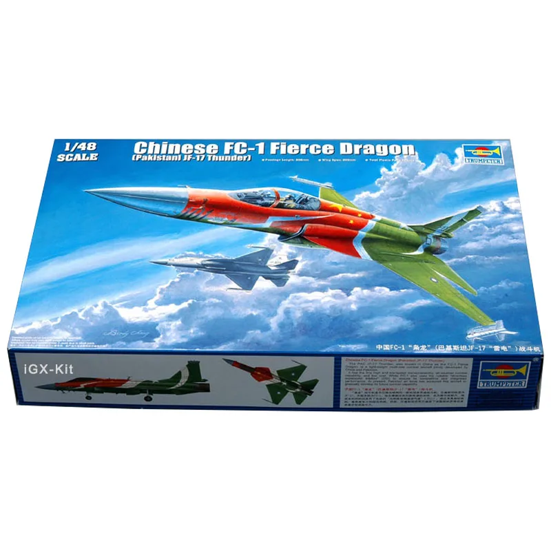 

Trumpeter 02815 1/48 Chinese FC-1 Fierce Dragon Pakistani JF-17 Thunder Fighter Plane Display Plastic Assembly Model Kit Toy