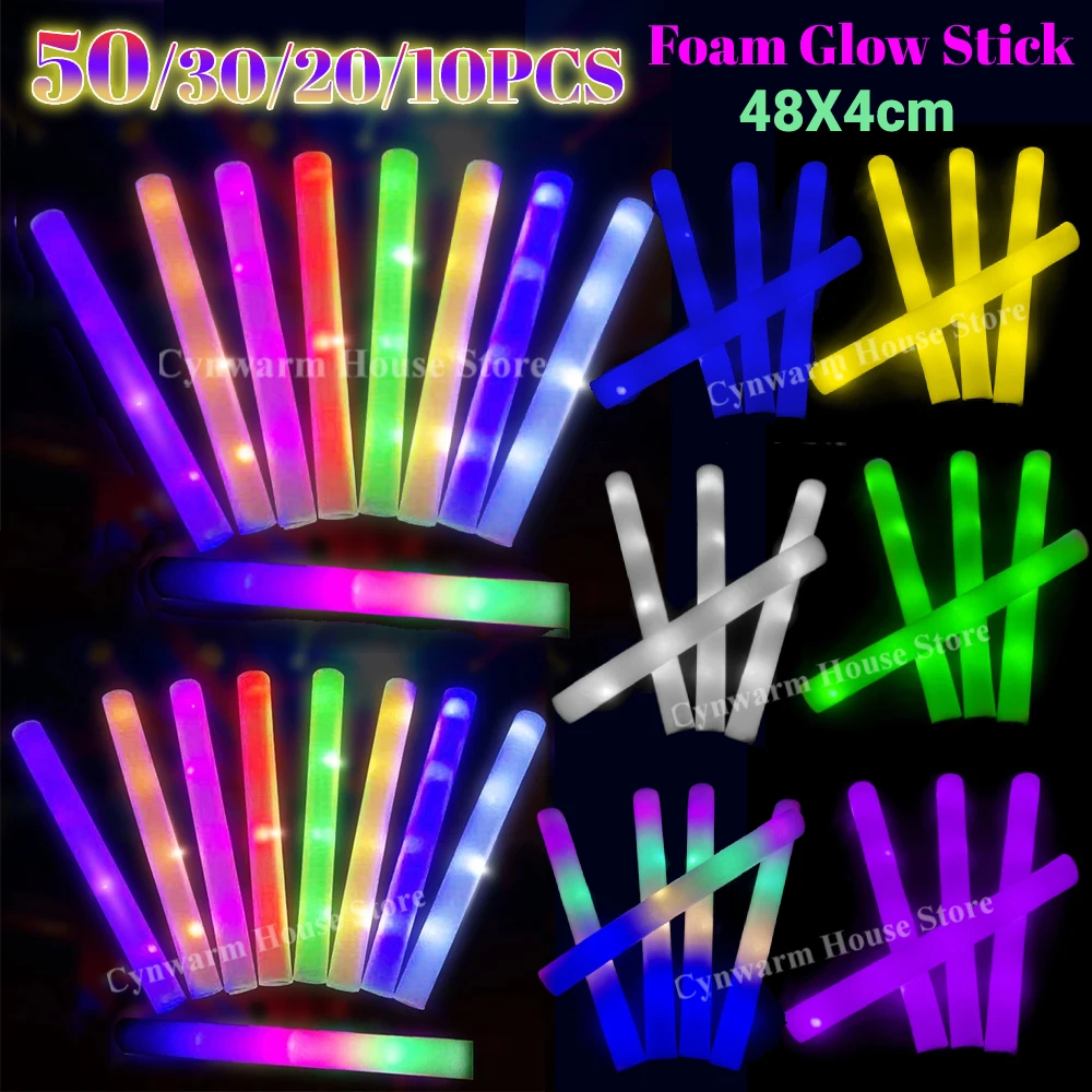 LED Glow Sticks Bulk Party Rave Foam Glow Stick Colorful RGB Glow Foam Stick  Cheer Tube Concert Birthday Wedding Party Supplies - AliExpress