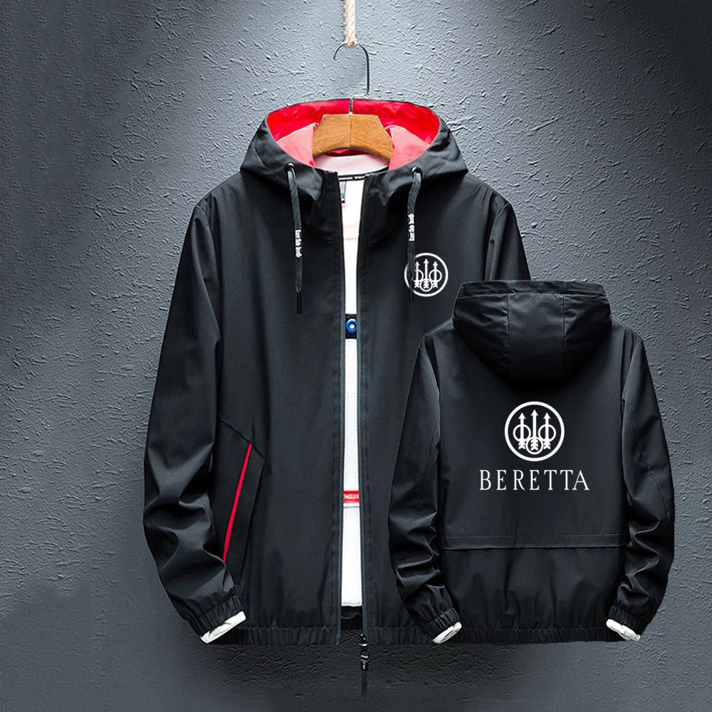

2024 new printing men's Bei Leita firearms spring and autumn windproof jacket zipper hooded sweater sports coat jacket.