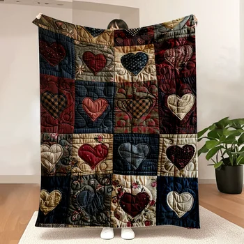 Heart Print Flannel Blanket 1