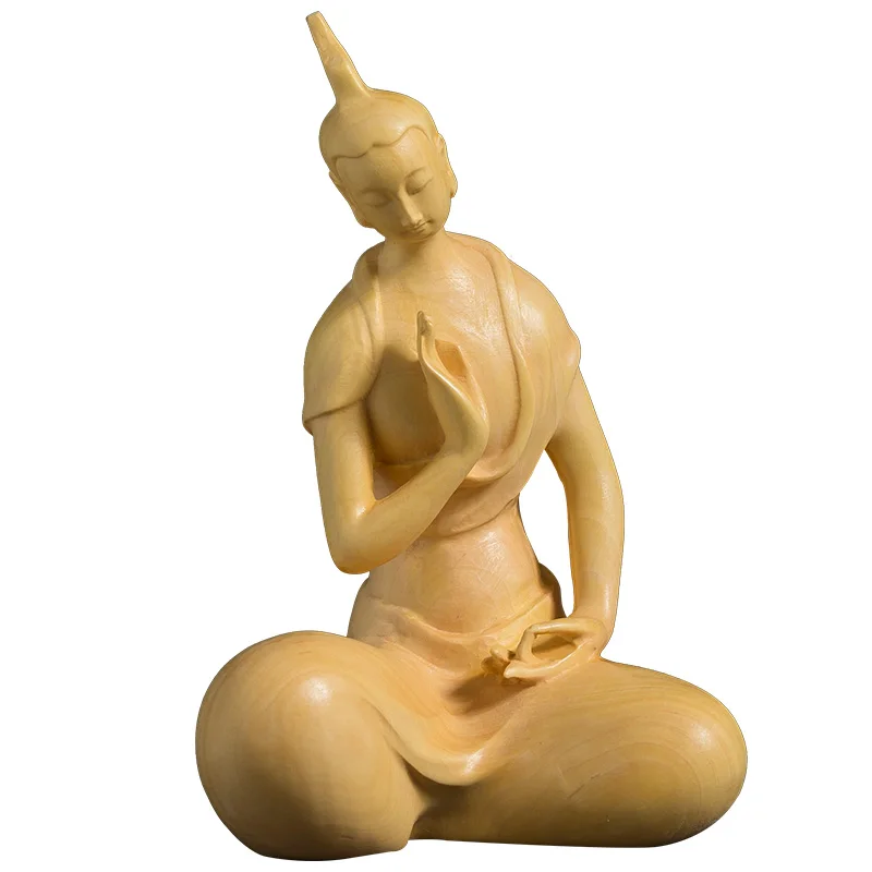 

Northern Wei Dynasty Inspired Buddha Statue: Authentic Wood Carving, Taoism Chinese Decor, Elegant Room Car Decorative Accessory