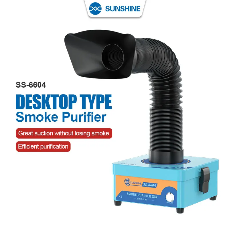 

SUNSHINE SS-6604 Portable Mini Fume Extractor Welding Smoke Absorber 3 Layer Filter Dust Purification System for Phone Repair