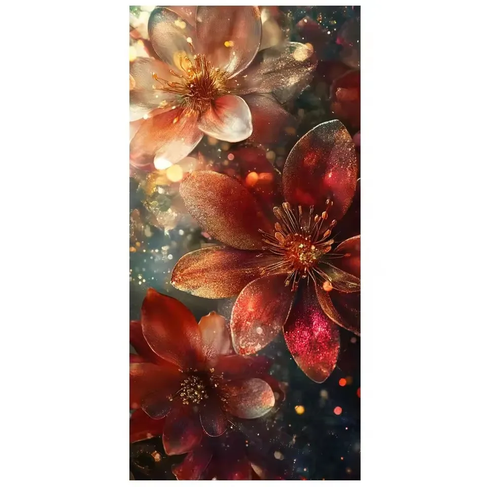 ファンタジーのダイヤモンド絵画,大きなサイズ,青と金の花,正方形と