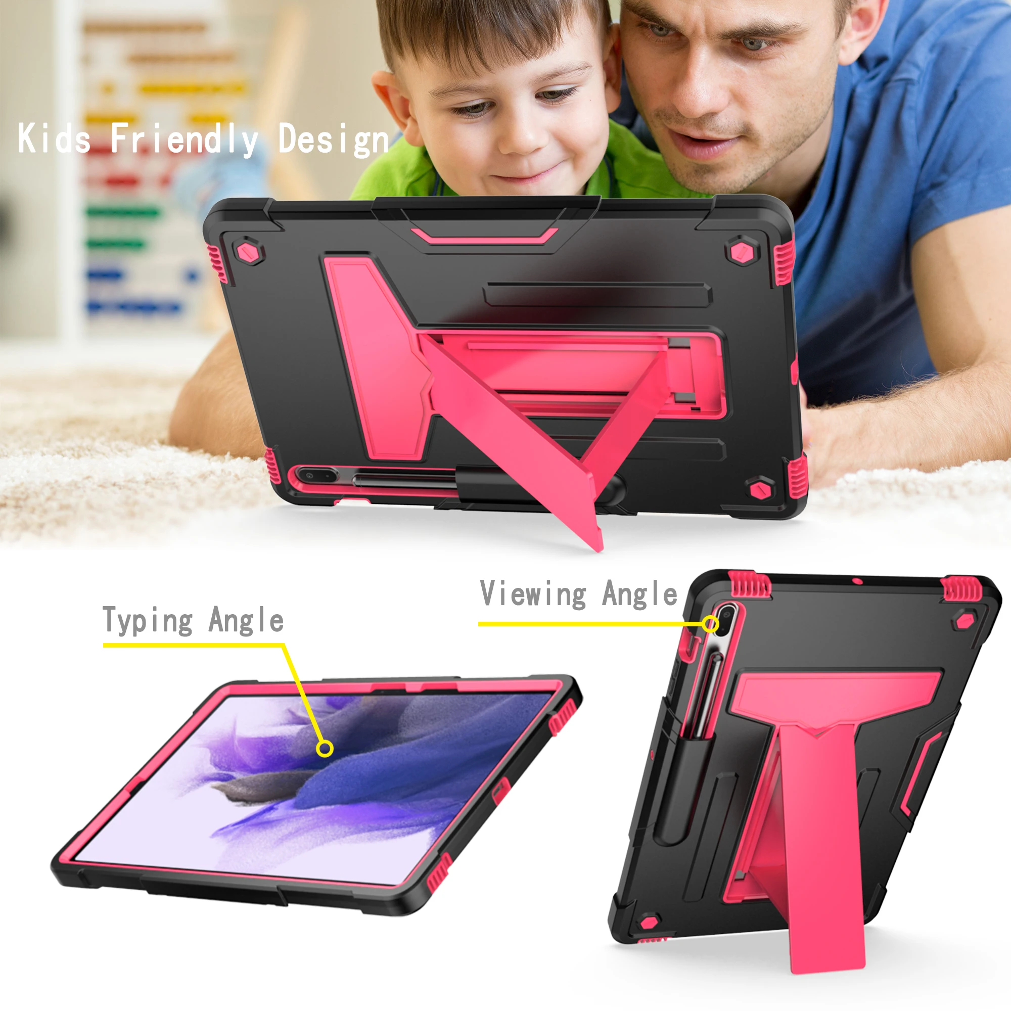 3-in-1 Tablet Case with All-Round Protection and T-Shaped Stand