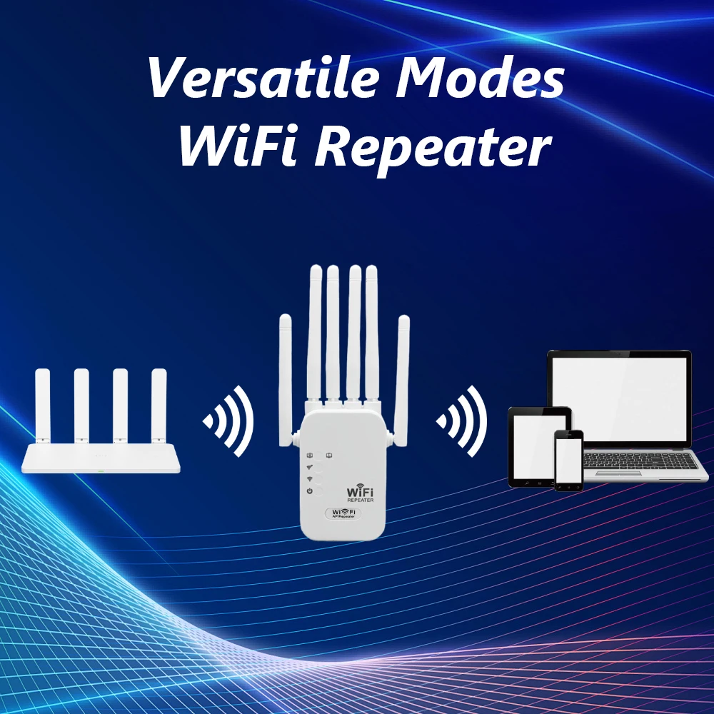 Wireless WiFi Repeater Wifi Signal Booster Dual Band 2.4G 5G WiFi Extender Gigabit WiFi Amplifier WPS Router 1200/300Mbps Househ - 2