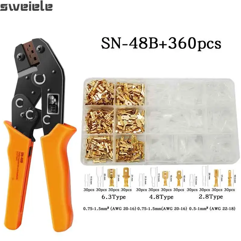 handheld electric planer SN-48B Crimping tool 2.8/4.8/6.3mm insulated cable connector plug and socket shovel connector insulating sleeve Kit bench dog router plane Hand Tools