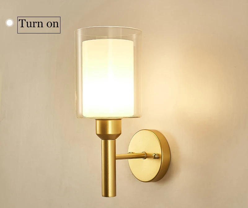 wireless wall lights Led Wall Sconces Modern Wall Light Fixtures with Clear Glass Shade Farmhouse Wall Lamp for Bathroom Bedroom Mirror Living Room garden wall lights