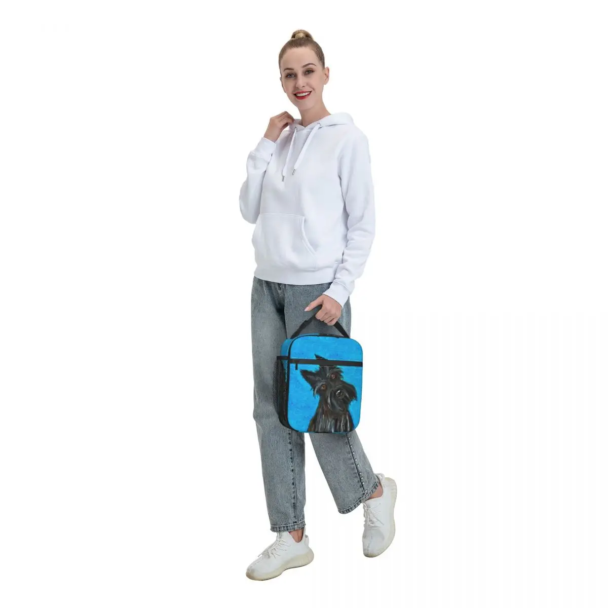 Happy Scottie Dog Thermal Insulated Lunch Bag Women Scottish Terrier Resuable Lunch Tote for Work School Travel Storage Food Box