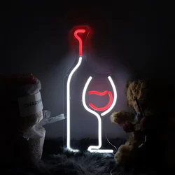 Elegant LED Neon Wine Bottle Sign for Home Decor - Dimmable and USB Powered Wall Art (17.78x40.13cm)