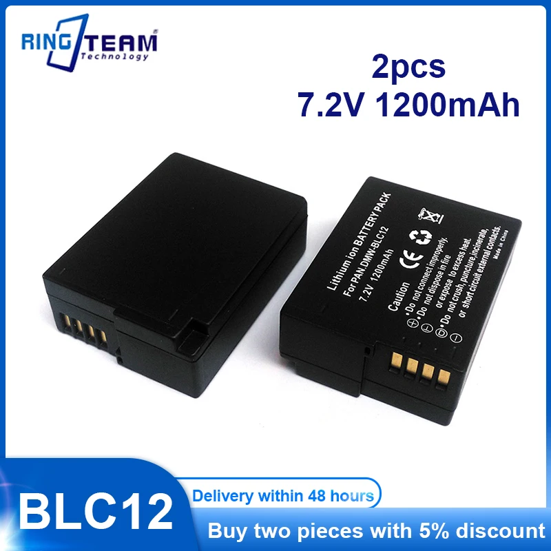 2Pcsfull Decodificato Dmw-Blc12 Blc12E Blc12Pp Dmwblc12 Batterie Per Panasonic Lumix Dmc-Dmc-G5 G6 G7 Gx8 G85 Gh2 Dmc-Fz200 Fz1000 Fz300