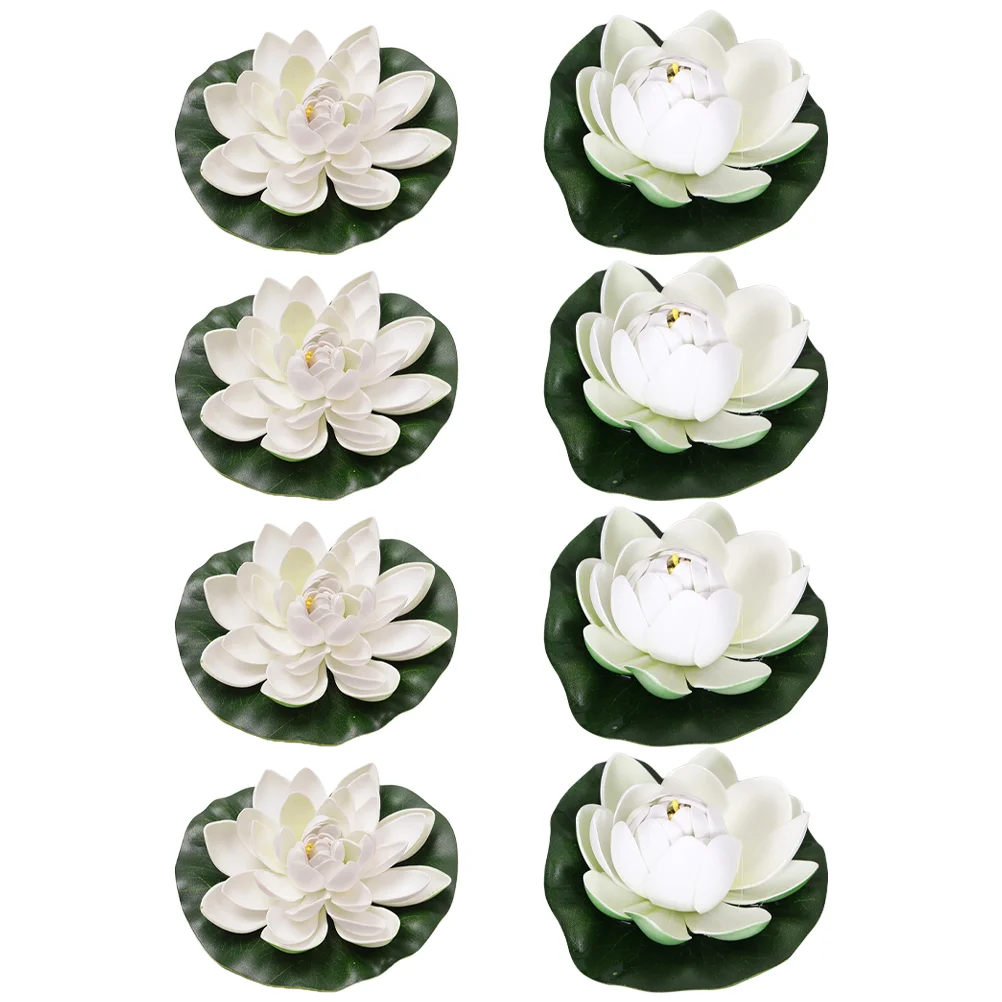 

8 Pcs Fish Tank Artificial Lotus Plants Floating Water Lily Eva Flowers for Pool